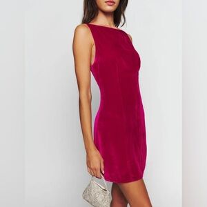 Reformation Brisbane Velvet Dress Rhubarb NWT Size 4